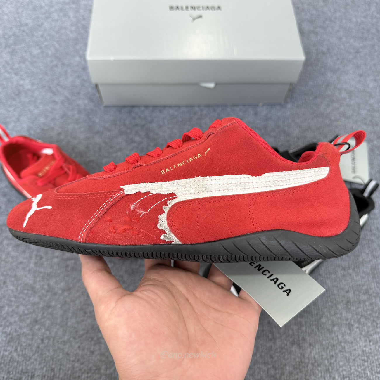 Balenciaga X Puma Ultrasoft Speedcat Sneakers Red White Black (9) - www.newkick.vip